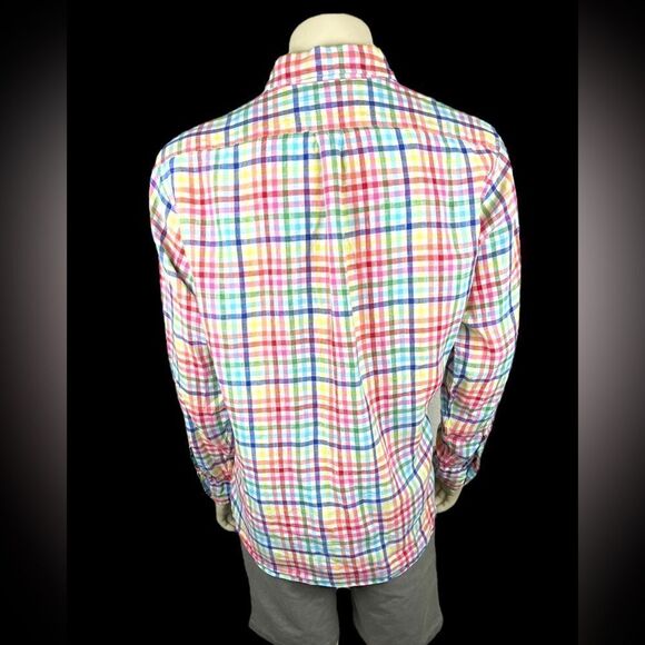 Cremieux Classics L/S Casual Dress Shirt in Colorful Plaid Check 100% Linen XL - Picture 2 of 6